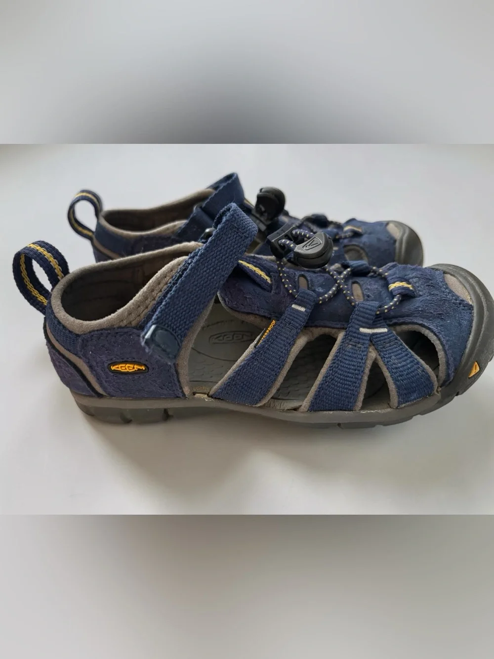 KEEN Kids Newport H2 Navy Blue Yellow Waterproof Sport Sandals Size 13